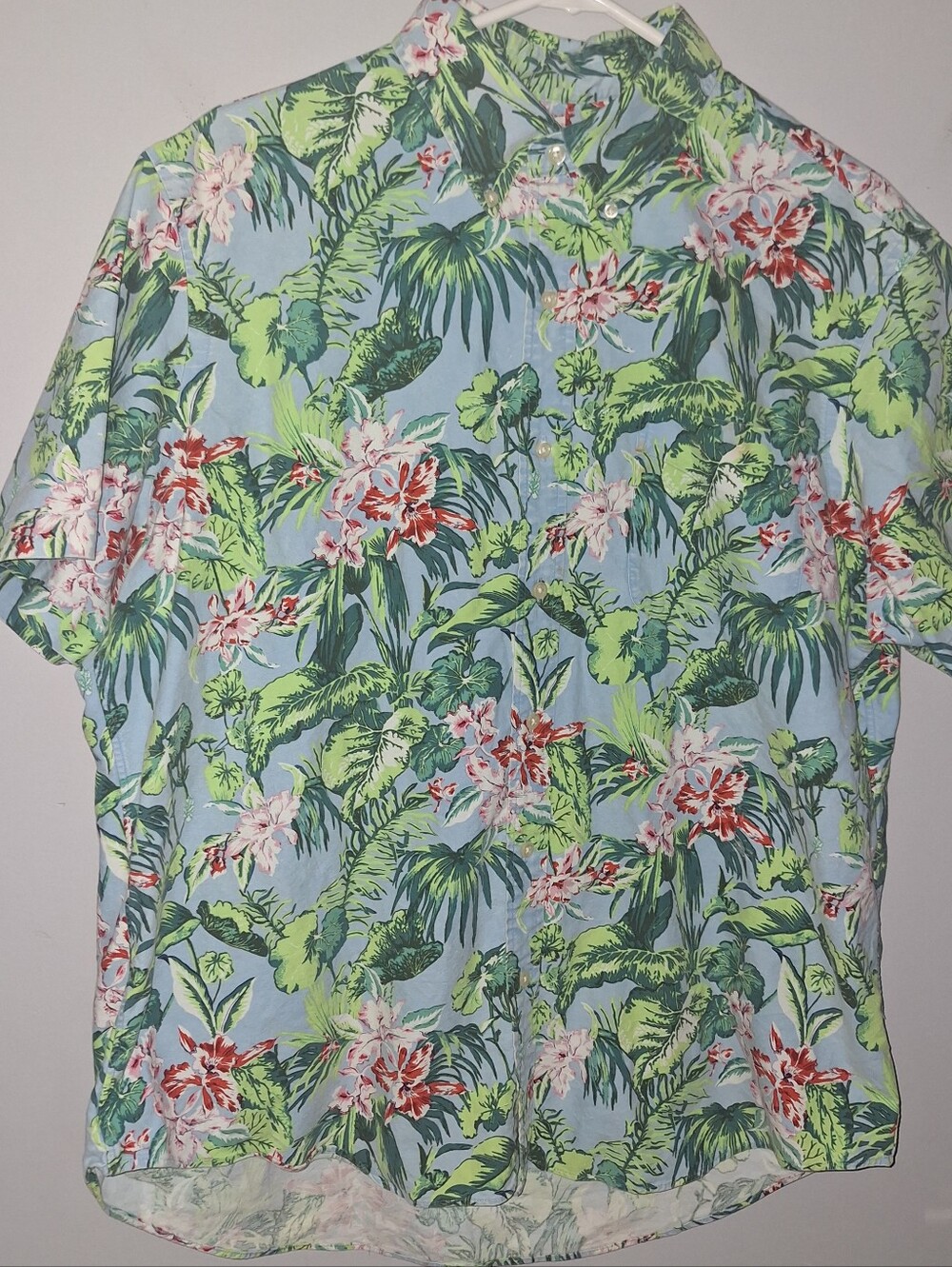 Ralph Lauren Button Shirt Men Sz XL Short Sleeve Floral Hawaiian Tropical Aloha